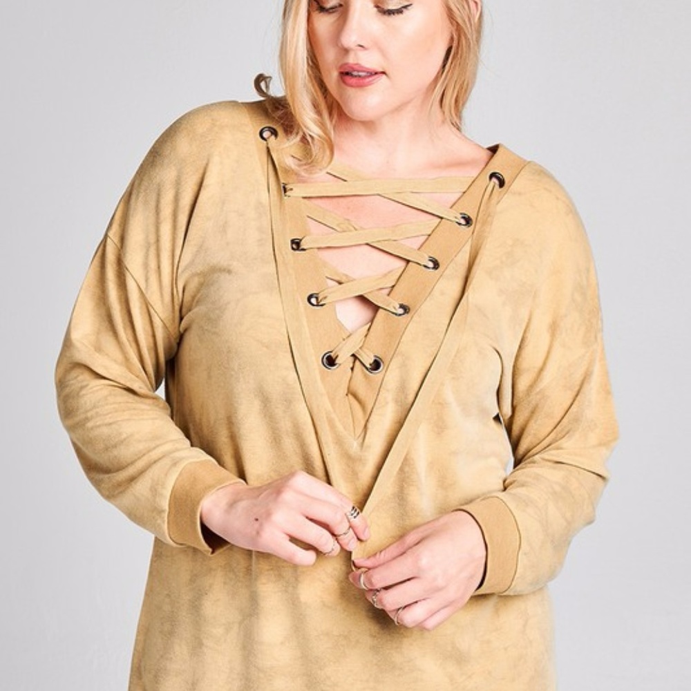 PLUS--Adrianna Front or Back Top in Mustard